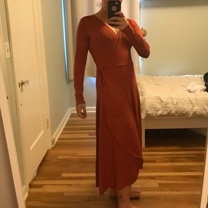 Asos beautiful wrap dress bow hi-lo orange red